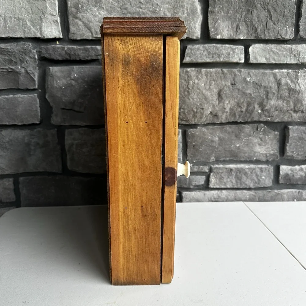 Vintage Wooden Wall Mount Countertop Display Cabinet w/Glass Door Granny Cottage